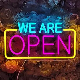 Orionhub We Are Open Led Neon Light Sign Business Coffee Shop Store Bar Restaurant Pub Salon Hotel Welcome Door Window Wall Decor Sign 15.75"X8.4"-picture-15