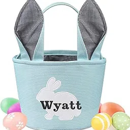 Easter Basket, Personalized Easter Basket with Name, Easter Bunny Basket, Easter Baskets for Girls - Blue-picture-22