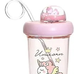 FunBlast Sipper Bottle for Kids, Sipper for Kids, Sipper Water Bottle with Straw, Cute Sipper Water Bottle for Kids - Anti-Leak Cartoon Kids Sipper for Kids, Sipper for Girls (390 ML) (Unicorn Sipper)-picture-16