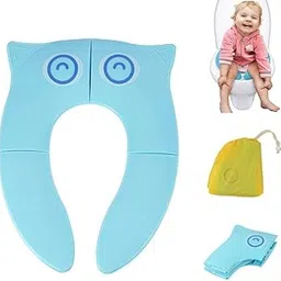 TPJ Mart Foldable Portable Baby Toilet Seat for Toddlers (0.5–5 Years) – Travel-Friendly Potty Trainer Cover for Boys & Girls – Compact, Lightweight & Durable – Ideal for Home & On-the-Go (Blue)-image-83