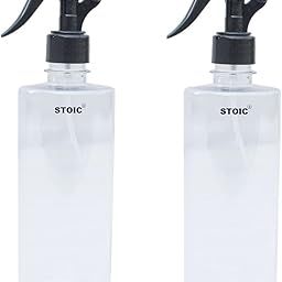 STOIC Empty Transparent Trigger Spray Bottle for Sprayer Unbreakable Plastic Sanitizer Multipurpose Mist Spray Bottle 500 ml - Pack of 2 (Black)-picture-11