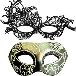 Partysanthe Couple Masquerade Mask for Women Men Venetian Mask Halloween Mask for Party Prom Ball Costume Lace Masks 2pcs image 1