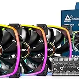 MONTECH AX 120MM - PWM Fan - Silent Performance - High Speed 1600PWM - High-End Durability with HDB Bearing - Stunning Outer Ring ARGB Lighting Design – 3 in 1 Pack with 6X6 Fan Hub (AX120-3in1-B)-image-16