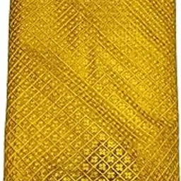 Yellow Net Fabric with Floral Border, Full Embroidery Work, Traditional Design (Yellow, 1 Meter)-picture-19