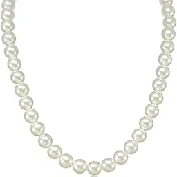 jewelopia Pearl Mala White Single Line 8MM String Necklace Jewellery For Women & Girls (20 inch 8 mm off white mala)-picture-23