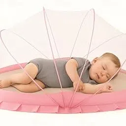 Leafly Foldable Baby Mosquito Net | Bottomless Net for Safe & Easy Use | Mosquito Net for Baby 0-18 Months | Mosquito Net for Babies & Toddlers (110 x 60 x 55 cm, Pink)-picture-19
