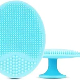 Silicone Face Scrubber Exfoliator, Soft Face Brush, Facial Cleansing Brush, Acne Blackheads Removing, Acne Pore Pad for Deep Cleaning Skin Care for Girls & Women's (Blue)-image-24