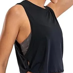kikwit Cotton Cropped Workout Tank Tops for Women - Sleeveless Sports Athletic Yoga Running Gym Crop Shirts-picture-20