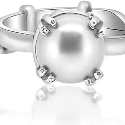 arihant gems & jewels Arihant Gems and Jewels® Freshwater Pearl (Moti) Adjustable Ring | Premium Jewelry for Inner Harmony and Tranquility | White Finish | White | 3.25 Ratti to 12.25 Ratti-picture-50