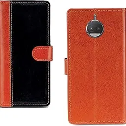 Pinaaki Enterprises Moto G5s Plus Case | Premium Leather Finish | with Card Pockets | Wallet Stand |Complete Protection Cover for Moto G5s Plus - Camel and Black-image-16