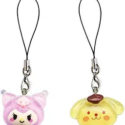 Kuromi | Cinnamoroll dog | Melody doll Crystal Candy jelly type hard | matte Pendant Phone Charms cute for girls hanging Keychain accessories necklace bracelet 2pc (Purple Kuromi & Dog)-image-95