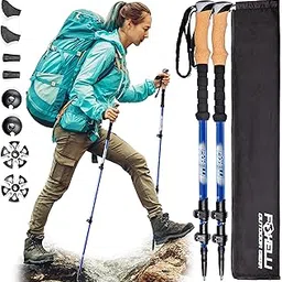 Foxelli Carbon Fiber Trekking Poles – Lightweight Collapsible Hiking Poles, Shock-Absorbent Walking Sticks with Natural Cork Grips, Flip Locks, 4 Season/All Terrain Accessories and Carry Bag-picture-11