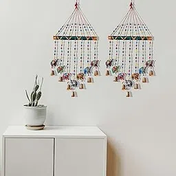 PALPAL Elephant Wind Chimes for Balcony Home Decoration Combo Set of 2 Wall Hanging (Paper Mache)(44cm, Multicolor)-picture-12