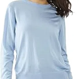 Blue Solid Sweater for Women-image-4