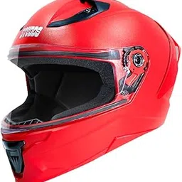 Studds Raider Isi Certified Full Face Motorcycling Helmet for Men and Women with Spoiler and Clear Visor(Red-XL) image 1