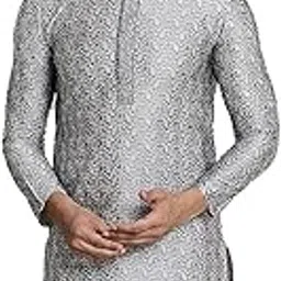 royal kurta Men's Silk Blend Black Color only Long Kurta with Neck Embroidery-picture-29