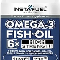 Instafuel 6X Omega 3 Fish Oil, High Strength For Men And Women (2500mg Omega 3 with 1080 mg EPA & 720 mg DHA), for Brain, Heart, Eyes, and Joints Health, 30 Fish Oil Capsules-image-2