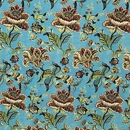 Velvet Finish Floral Design Digitally Printed Soft Fabric Material for Sofa, Curtain, Cushion Cover, Chair and Craft - Turquoise Blue-picture-12