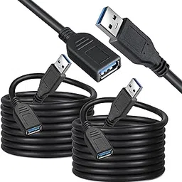 Storite 2 Pack 3M USB 3.0 Male to Female Extension Cable High Speed 5GBps Extension Cable Data Transfer for Keyboard, Mouse, Flash Drive, Hard Drive, Printer and More - Black-image-28