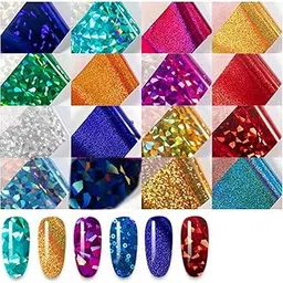 Nail Art Holographic foils16Pcs Nail Decoration Accessories Multicolor 22 * 4cm Each foil-picture-44