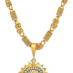 Mens Jewellery Golden Chain For Men AD Sun Gold Plated Chain Locket Pendant Chians For Mens Boys Gold Plated Chain Locket Pendant-image-10