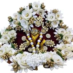 SK Ladu Gopal Dark Mehroon Winter Dresse Warm Velvet Designer Dress Fancy Dress Laddu Gopal Poshak Krishna Dress with Beautiful Flower and Stones with Matching Pagdi (7, MEHROON)-picture-13