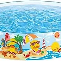 KGeM 4ft Snapset Pool | 48" x 10" | Beach-Themed Water Fun | No Inflation Needed | for Kids & Toddlers-picture-28
