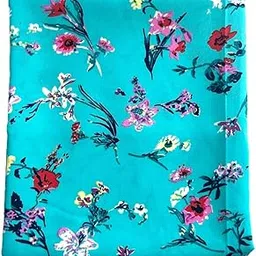 Khushboo Women's Multicolor Printed Crepe Unstitched Fabric (5 Meters) for Kurti, Gown, Skirts, Shirts, and Palazzo Dressmaking (Firozi)-picture-21