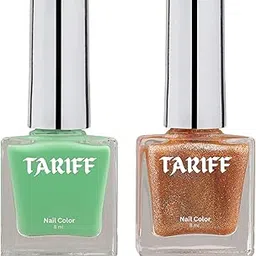 TARIFF Dual Shade Nail Polish Combo (T01 + T024) | 8ml Each | Candy Mint Light Green & Sunset Copper Shimmer | Pastel & Copper Nail Polish Set | Gel Finish | Long Lasting Quick Dry Nail Paints for Women, Girls & Kids-picture-33