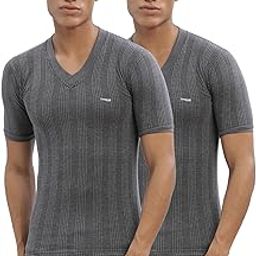 dollar Ultra Pack of 2 Combed Cotton Men V Neck Half Sleeve Thermal Top-picture-38