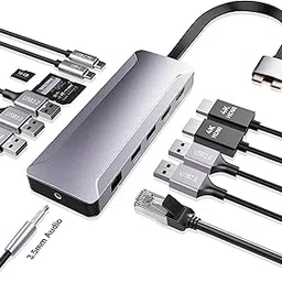 USB C Hub Adapter for MacBook Pro/Air M4 M3 M2 M1 2025-2018 13" 14" 15" 16", Mac Multiport Adapter, 13 in 2 MacBook Accessories with Dual HDMI 4K, 100W PD, Audio, RJ45, SD/TF, USB C/USB A Data Ports-picture-17