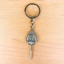 Lord Kartikeya Key Chain | Murugan Vel Key Ring | Hindu God Key Chain | South Indian Religious Gift for Car, Bike, and Home Keys (Silver Kartikey Vell)-picture-30