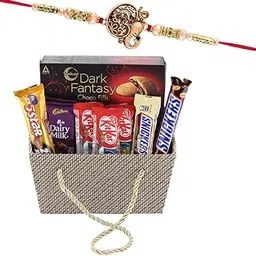 SFU E Com Chocolate Gift Hamper With Premium Jute Basket | Rakhi Chocolate Gift For Brother | Ganesh Rakhi With Chocolates | Rakshabandhan Chocolate Gift | 808-picture-30