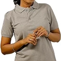 blendculture Grey Cotton Polo Tshirt for Women-picture-21