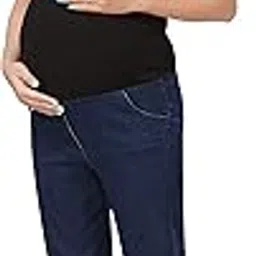 easy feed Women's Denim Lycra Maternity Jeans with Over The Belly Ankle Length, Cotton Denim Backside Elastic Design Denims Pre & Post Pregnancy Jeans for Pregnant Ladies Mother-picture-26