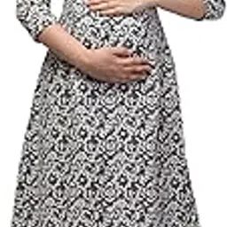 zuvino Maternity Dresses for Women | Feeding Kurtis for Women | Stylish Pregnancy Dresses for Women | Feeding Dresses for Women with Zip | Maternity Cotton Gowns for Mothers. (XXX-Large) Grey-picture-13