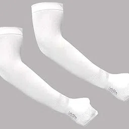 Adroitz White Uv Sunblock protection Perfect for Cycling, Driving, Running, Basketball, Football & Outdoor Activities Performance Stretch & Moisture Wicking with thumb hole Arm sleeves for unisex-picture-46