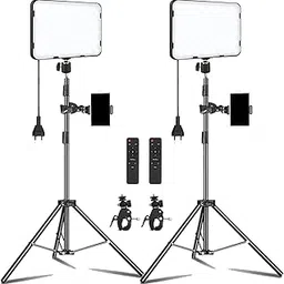 2-Pack 6 Modes 11" LED LED Panel Ligth with Bluetooth Remote | 7 Foot Metal Tripod Stand with Super Clamp | for Studio Photography/Video Recording/Baking/Calligraphy | PL-26-picture-22