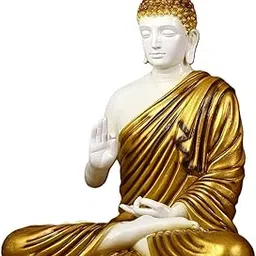 GM Art Decors Marble Dust Buddha Statue 2 Feet Unbreakable for Home Decor & Gifting, Decor Items for Home and Office, Living Room - Fiber & Marble Dust Pure(Golden)-image-17