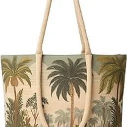Vintage Tropical Print Canvas Tote Bag for Women | Large Eco-Friendly Handcrafted Shoulder Bag | Stylish Beach, Travel & Shopping Bag-picture-33