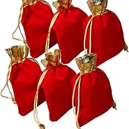 Saugat Traders Potli Bags - Drawstring Closure Potli/Bag - Shagun Potlies For Gifting-Wedding Return Gift, Parties, Birthday (Pack Of 6)-picture-18