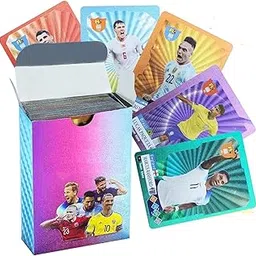 Bestie Toys Football Cards - 55 Non-Repeated Soccer Star Collection, Black Foil Trading Cards, Sports Souvenirs for Kids & Adults, Rainbow-picture-32