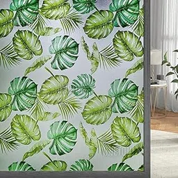 ONETON Window Privacy Film Frosted Glass Window Film Sun Blocking Vinyl Removable Decorative Window Clings Sticker for Home Decor (Grape Leafs Frosted, 12x26 Inch)-picture-14