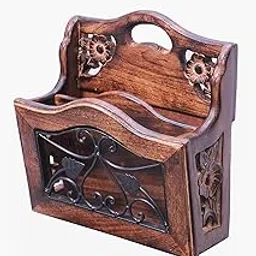 Wooden Decor Hub Wall Mounted Wooden 2 Tier Magazine ,Letter , Newspaper Rack/ Holder for Home and Office ..-picture-29