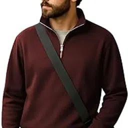 clafoutis | Solid Half Zip Sweatshirt for Men | Outdoor Travel Casual Outings | Cotton Blend Fabric | Long Sleeve Comfortable Soft Fit | Relaxed Stylish Layering for Winter Spring image 1