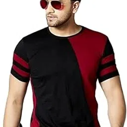 true basket Color Block Cotton Round Neck Regular Fit Solid Half Sleeve T-Shirt for Men & Boys-picture-29