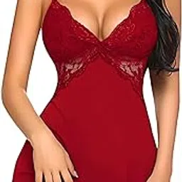 Women Lingerie Lace Chemise Sleepwear Babydoll Teddy Lingerie Sexy V-Neckline Design Nightwear-image-6