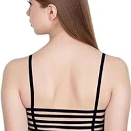 bestmoon 6 Patti Women's & Girls' Fancy Light Padded Bra – Stylish & Comfortable Lingerie Women's Strappy Sports Bra, Black|Caged Back Design 6 Patti Black-picture-42