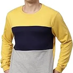 dennis lingo Men’s Cotton Blend Full Sleeves Color Block Sweatshirt - Regular-Fit, Crew Neck, and Lightweight, Casual Winterwear for Men-picture-37
