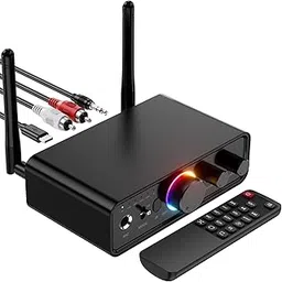 NALACAL Bluetooth 5.3 Audio Receiver Transmitter Upgraded, for Home Stereo TV, HiFi Wireless Bluetooth Low Latency Audio Adapter, Supports USB, RCA, 3.5mm AUX, DAC, Coaxial, Optical Input/Output image 1